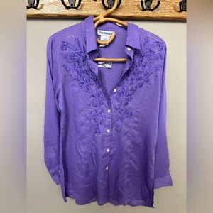 Vintage Ruffle flower and pearl womens western shirt